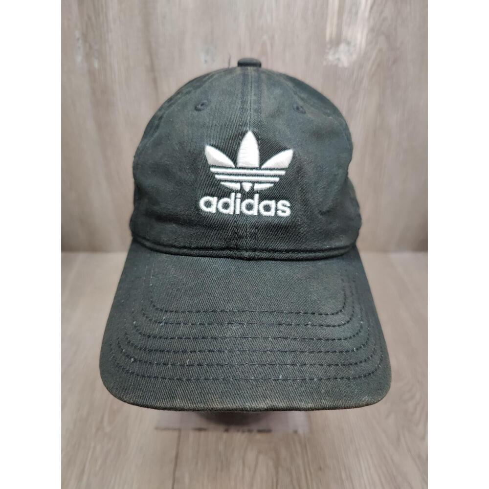 Adidas Black Strapback Hat Adjustable Cotton Base… - image 1